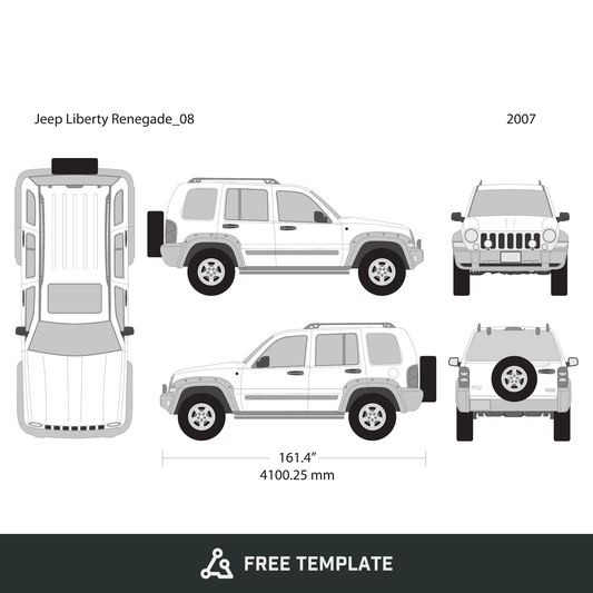2007 Jeep Liberty free vector vehicle wrap template - GravBase