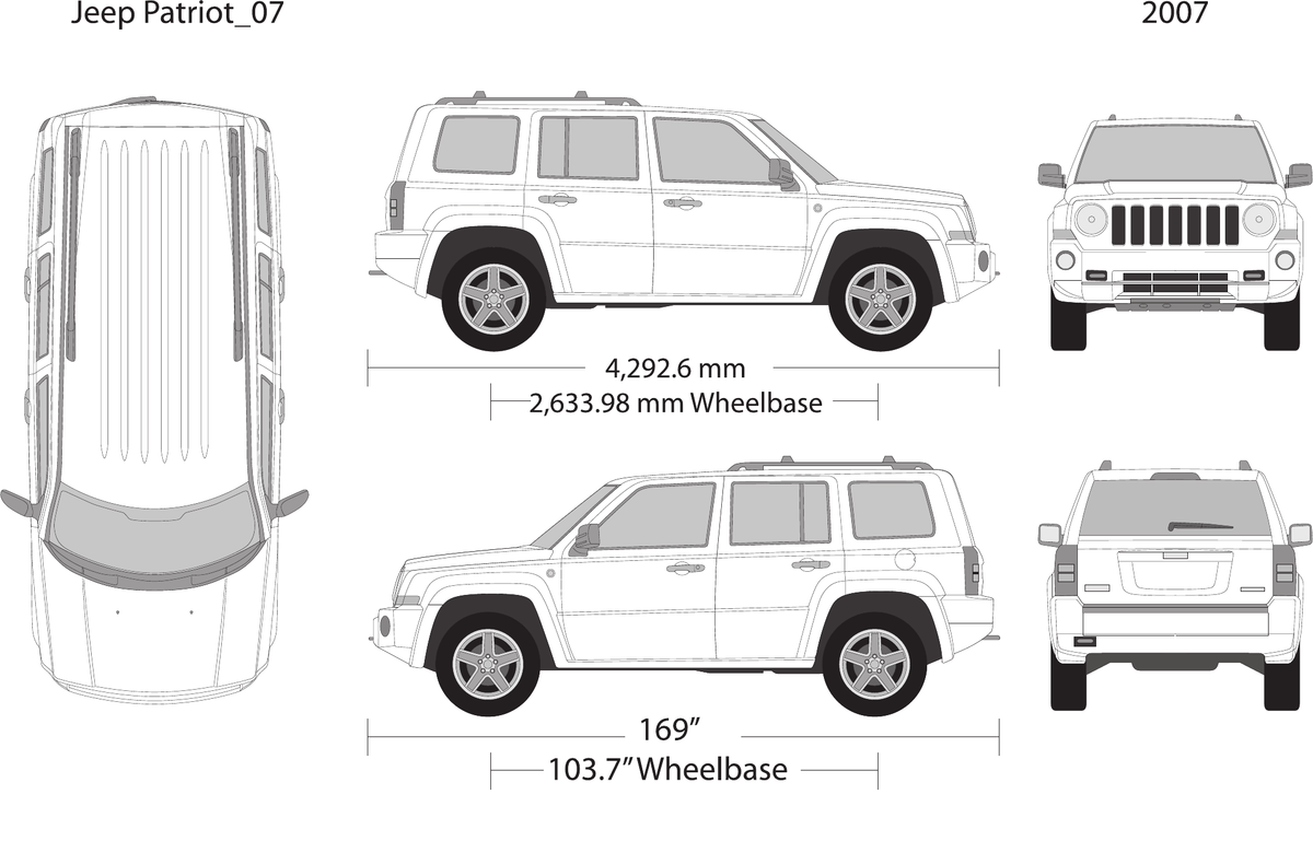 2007 Jeep Patriot vector wrap template, Design-Ready PDF - GravBase