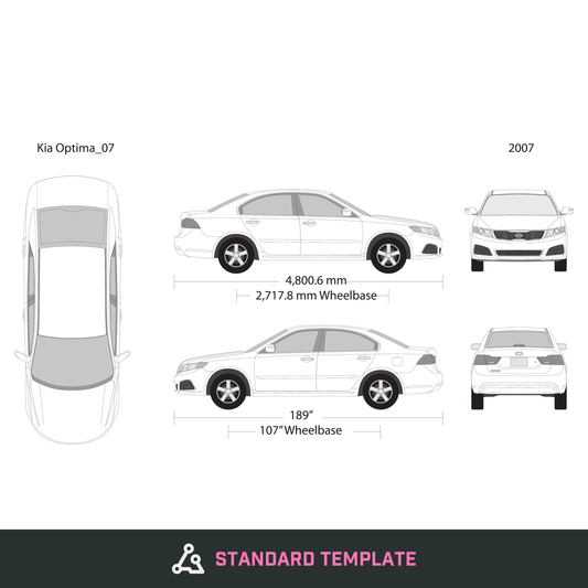 2007 Kia Optima vector wrap template, Design-Ready PDF - GravBase