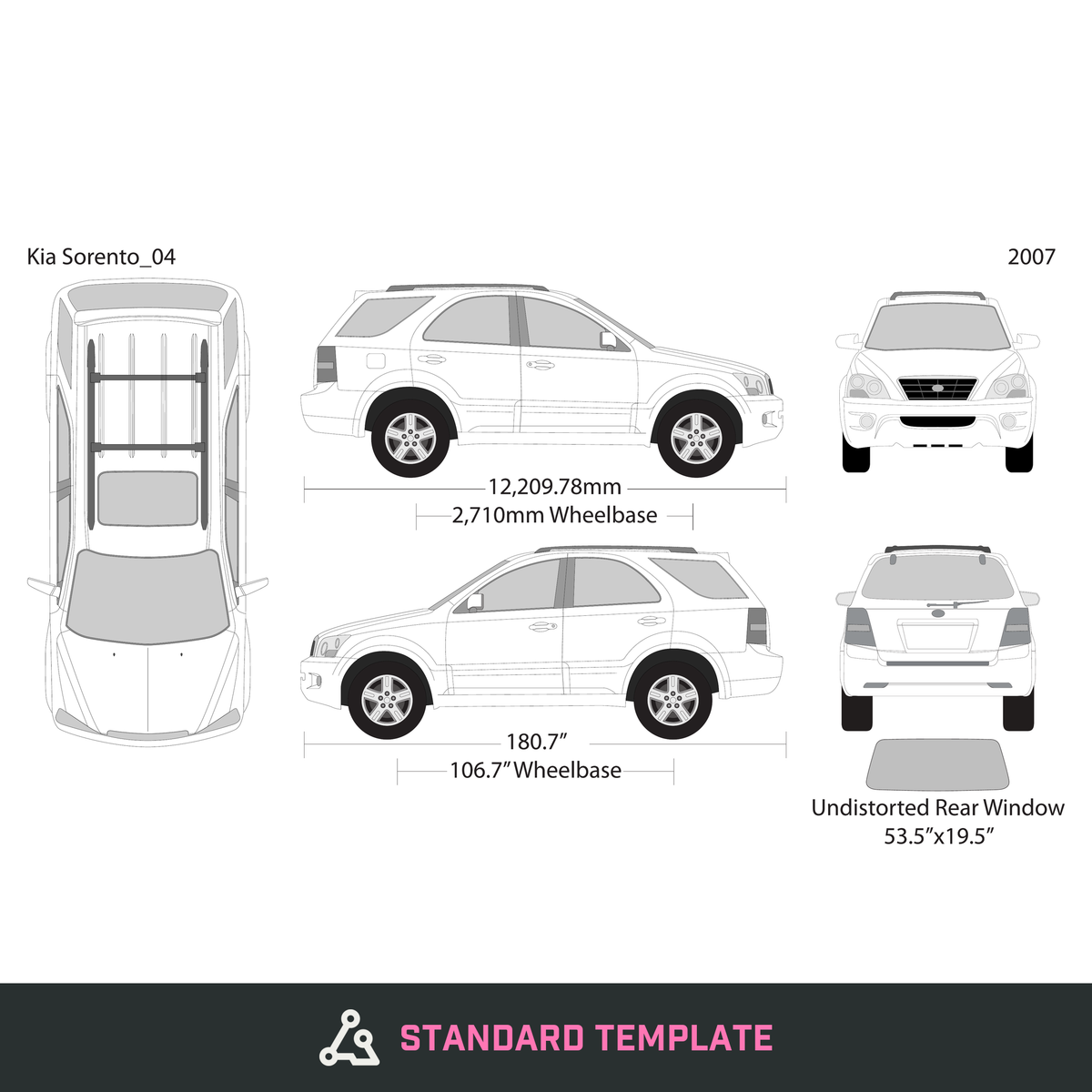2007 Kia Sorento vector wrap template, Design-Ready PDF - GravBase