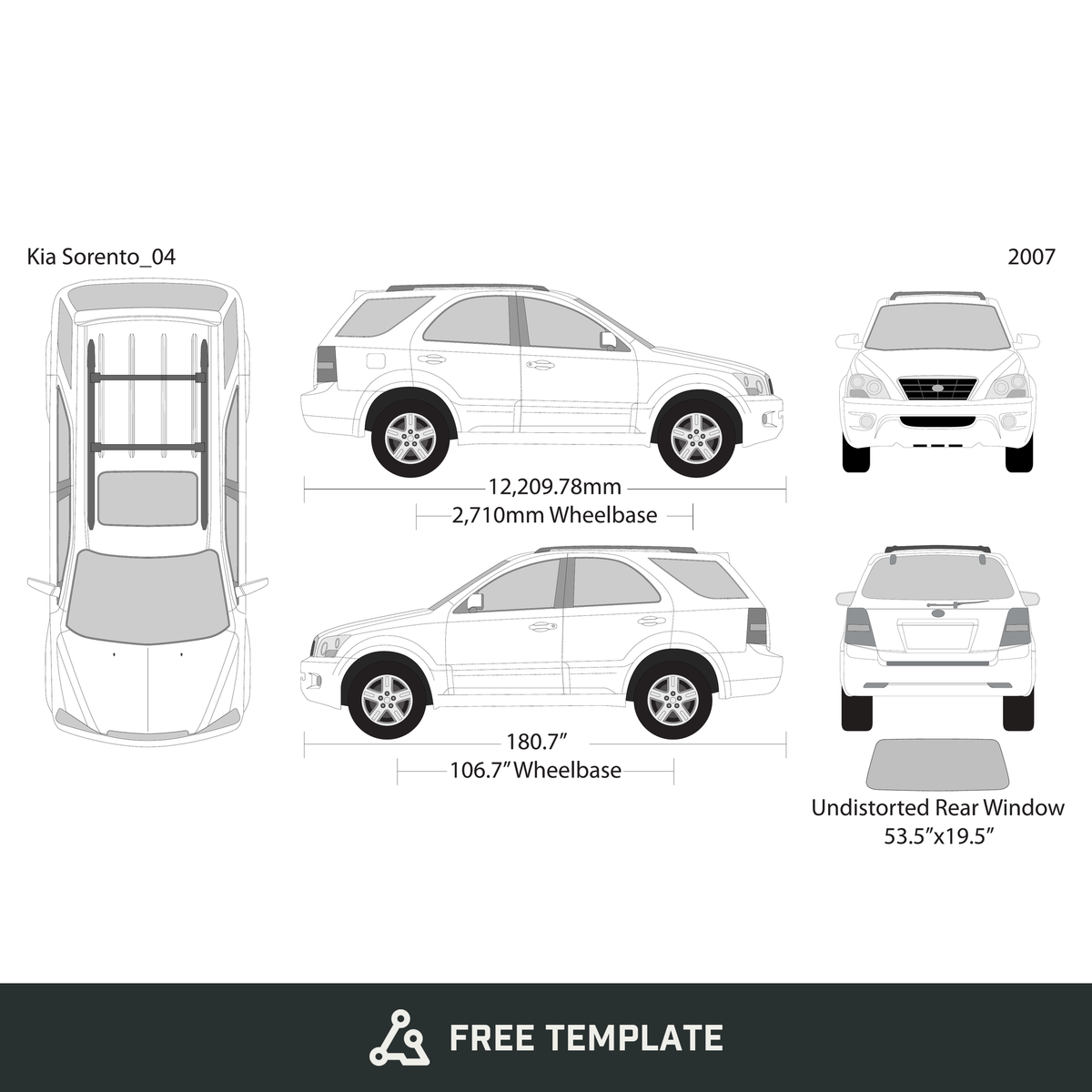2007 Kia Sorento free vector vehicle wrap template - GravBase