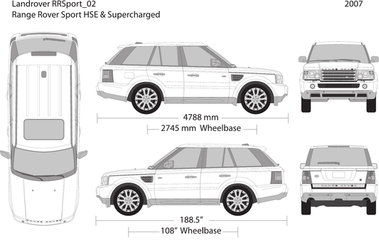 2007 Land Rover Range Rover Sport vector wrap template, Design-Ready PDF - GravBase