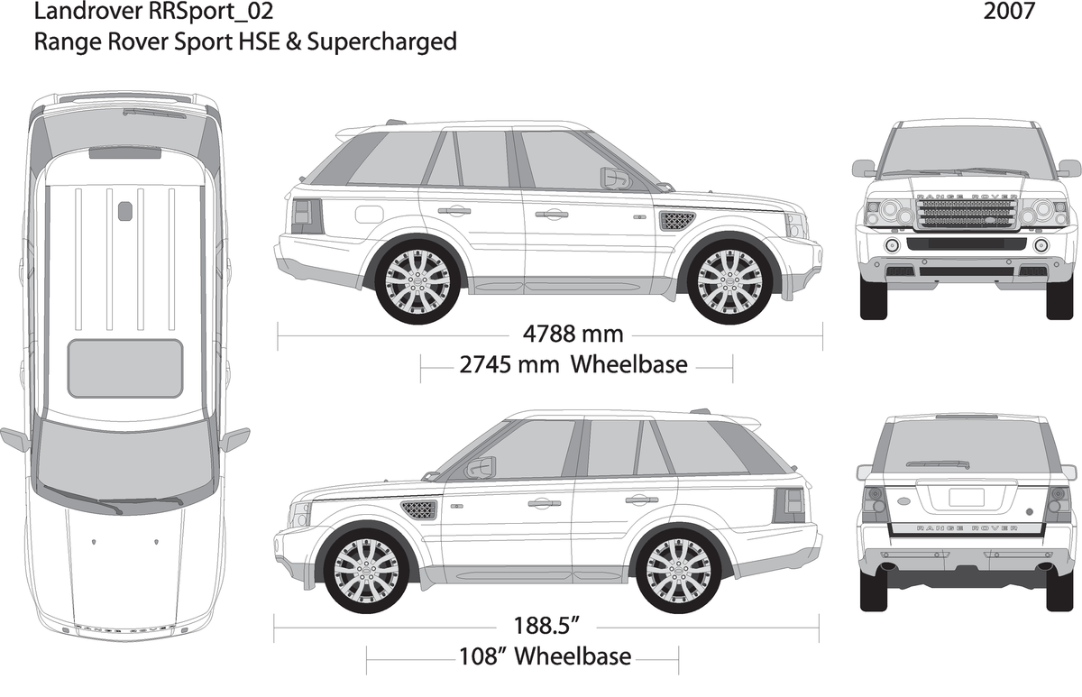 2007 Land Rover Range Rover Sport V07 Vehicle Wrap Template