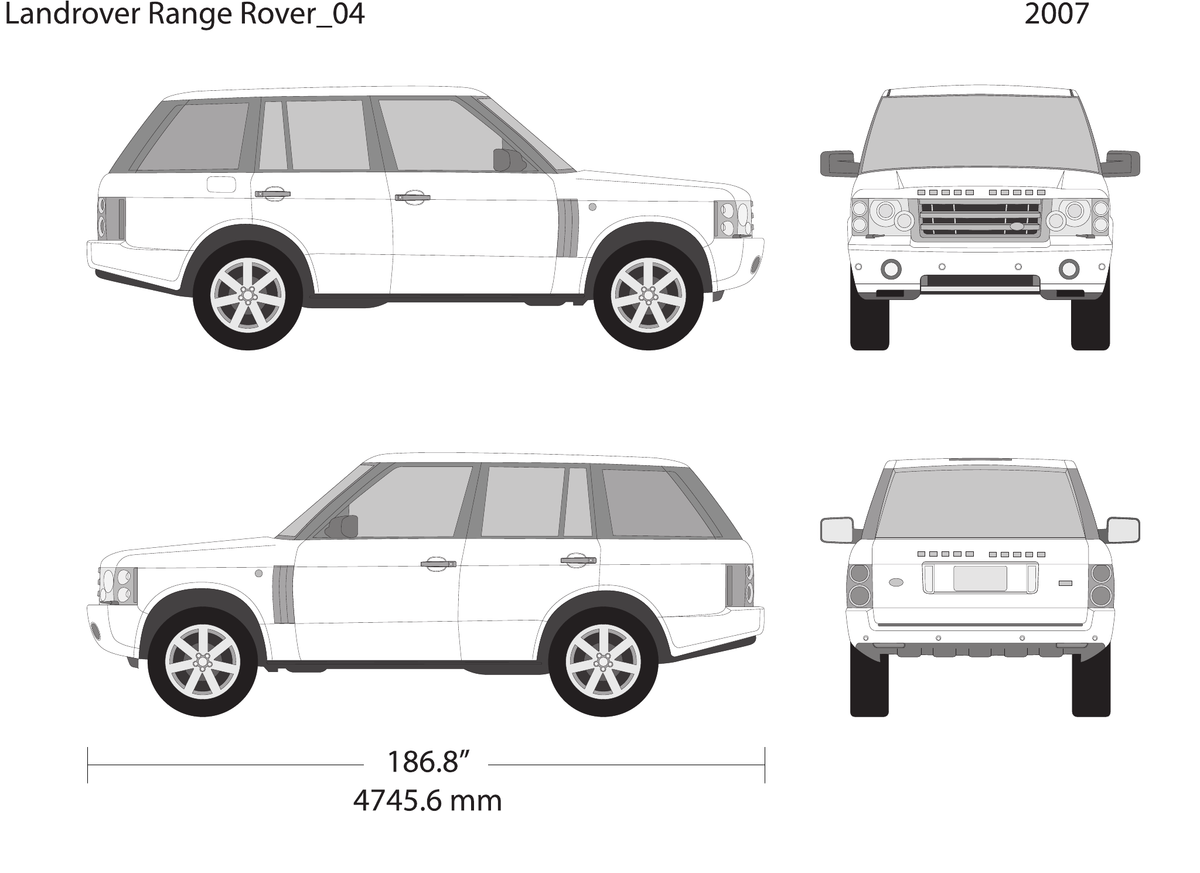 2007 Land Rover Range Rover vector wrap template, Design-Ready PDF - GravBase