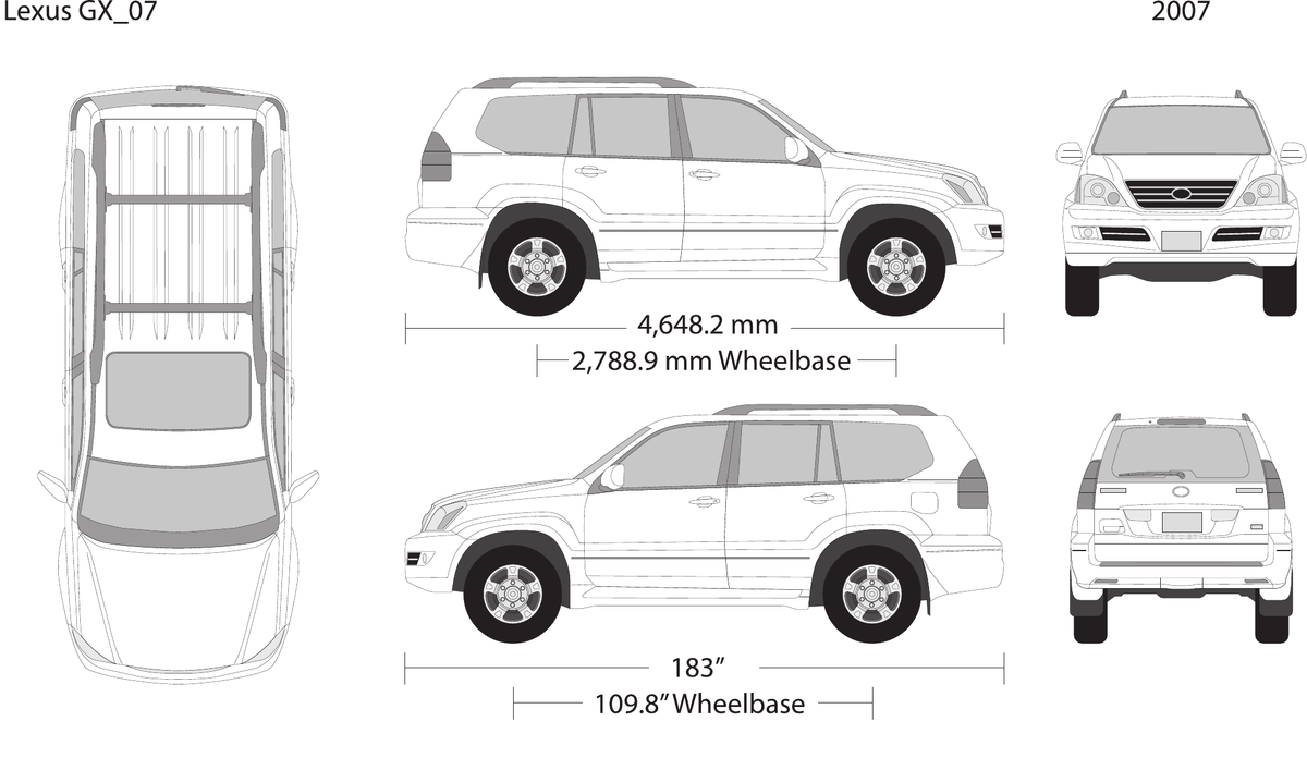 2007 Lexus GX vector wrap template, Design-Ready PDF - GravBase