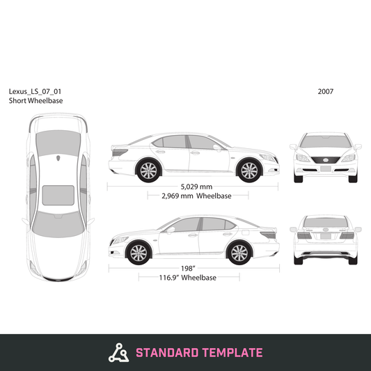 2007 Lexus LS vector wrap template, Design-Ready PDF - GravBase
