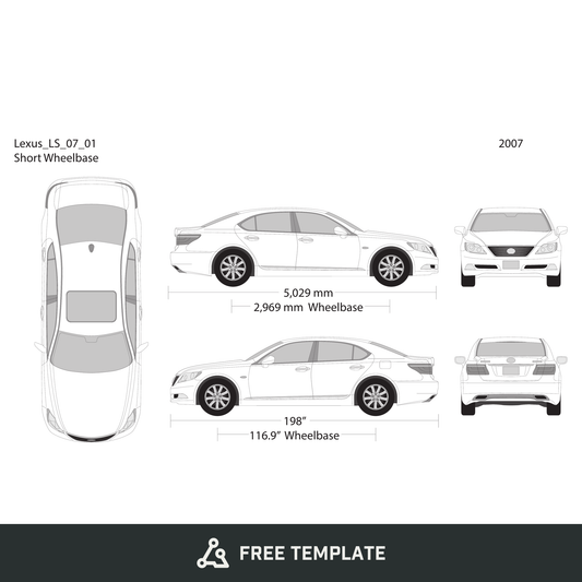 2007 Lexus LS free vector vehicle wrap template - GravBase