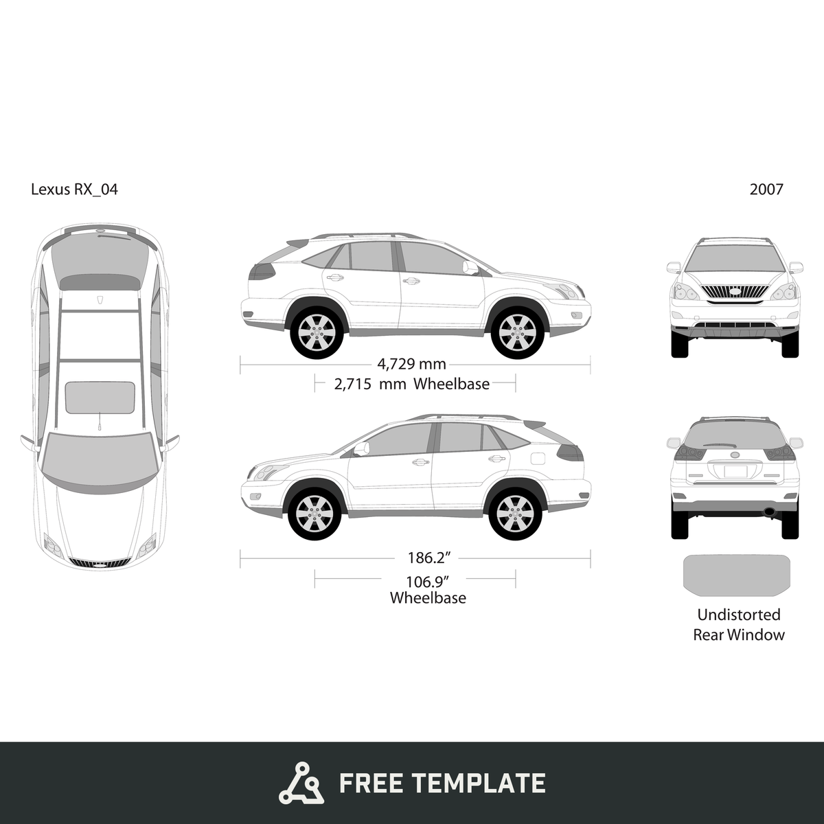 2007 Lexus RX free vector vehicle wrap template - GravBase