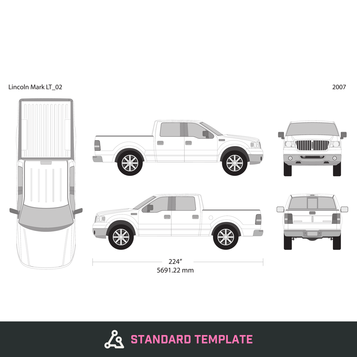 2007 Lincoln Mark LT vector wrap template, Design-Ready PDF - GravBase