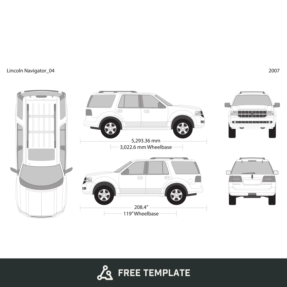 2007 Lincoln Navigator free vector vehicle wrap template - GravBase