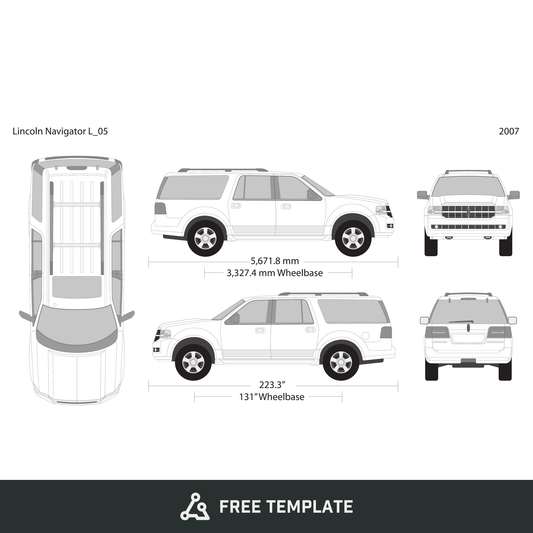 2007 Lincoln Navigator free vector vehicle wrap template - GravBase
