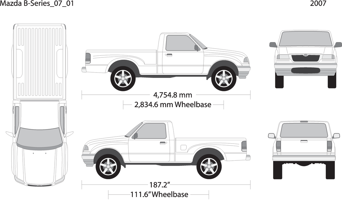 2007 Mazda B Series V01 Vehicle Wrap Template