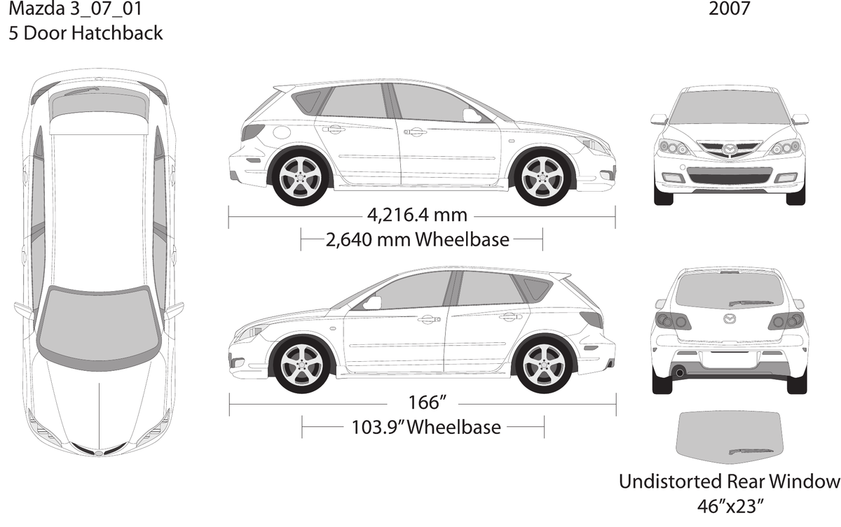 2007 Mazda 3 Hatchback vector wrap template, Design-Ready PDF - GravBase