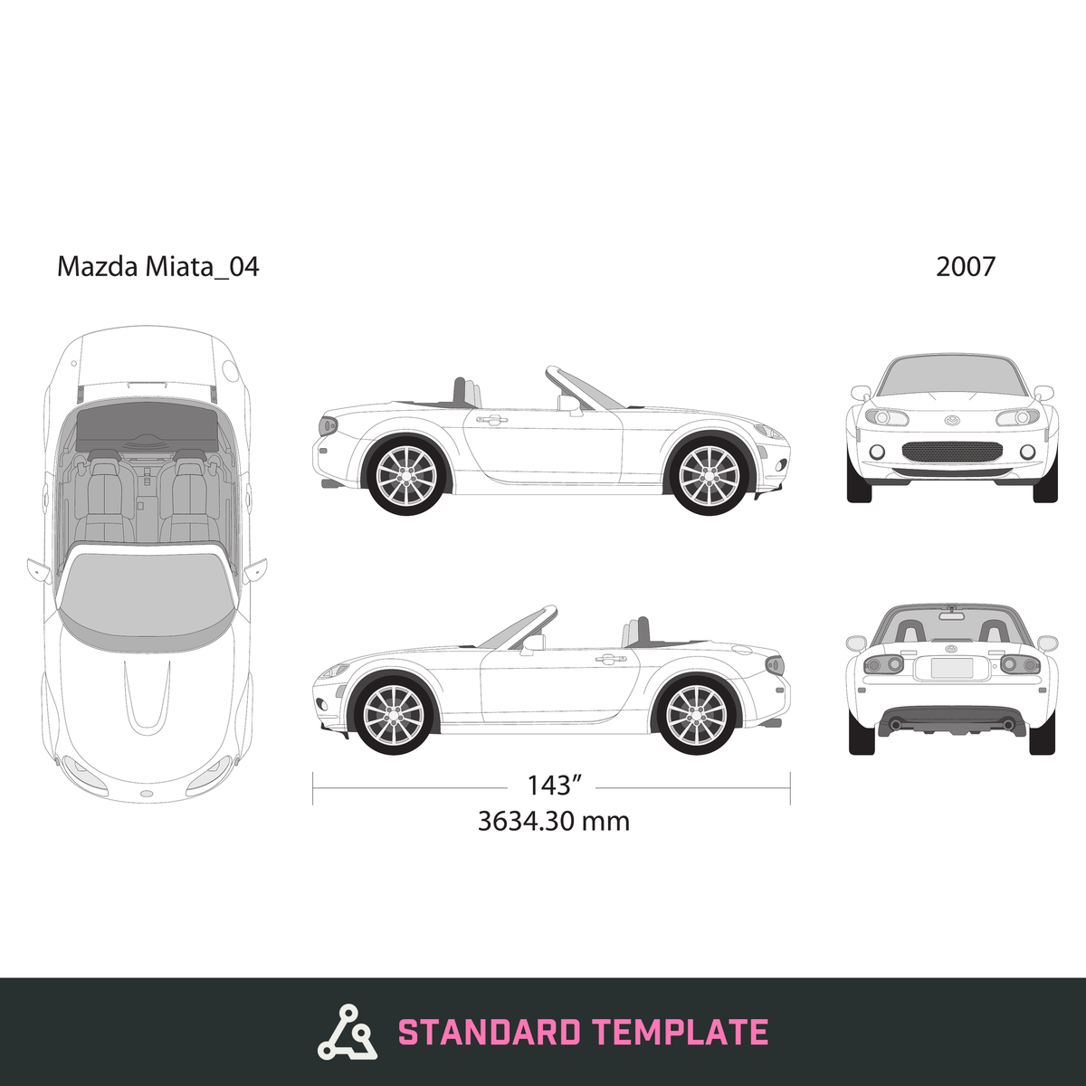 2007 Mazda Miata vector wrap template, Design-Ready PDF - GravBase