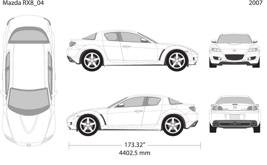 2007 Mazda RX8 vector wrap template, Design-Ready PDF - GravBase