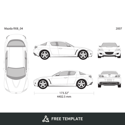 2007 Mazda RX8 free vector vehicle wrap template - GravBase
