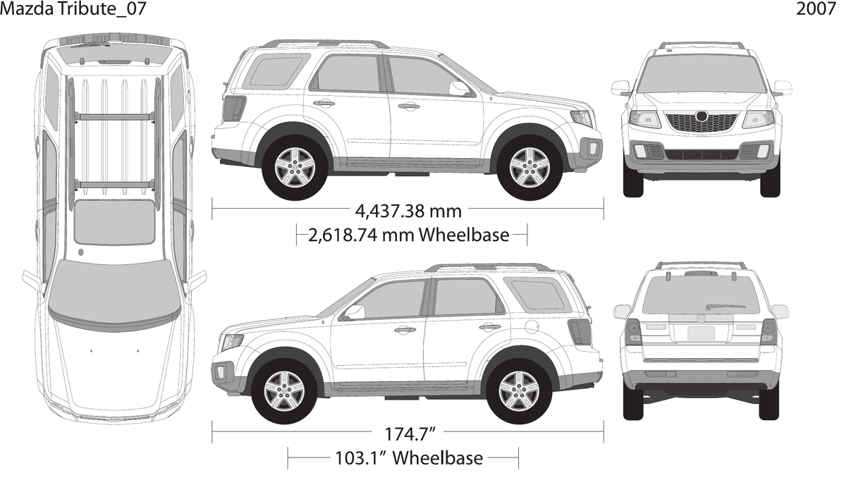 2007 Mazda Tribute vector wrap template, Design-Ready PDF - GravBase