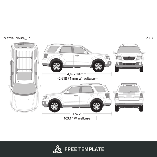 2007 Mazda Tribute free vector vehicle wrap template - GravBase