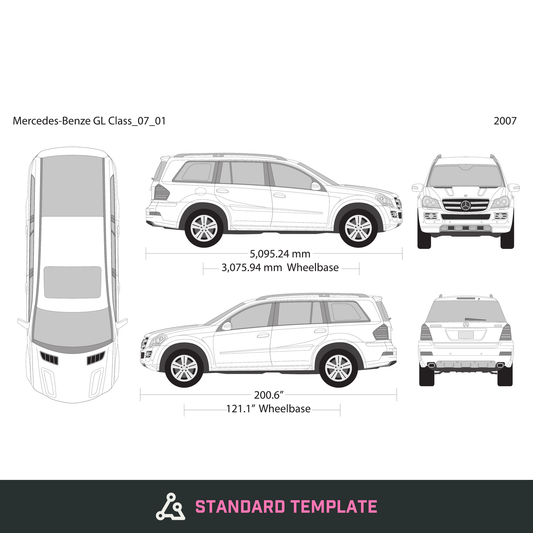 2007 Mercedes Gl-Class vector wrap template, Design-Ready PDF - GravBase