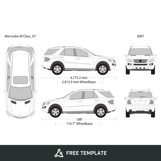 2007 Mercedes M-Class free vector vehicle wrap template - GravBase