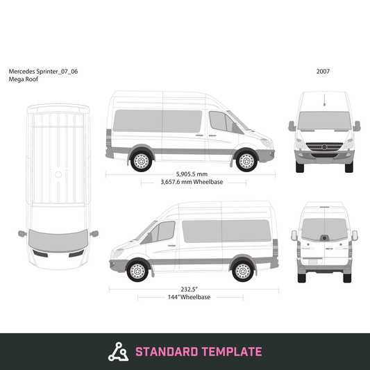 2007 Mercedes Sprinter vector wrap template V06, Design-Ready PDF - GravBase