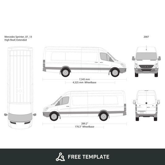 2007 Mercedes Sprinter free vector vehicle wrap template - GravBase
