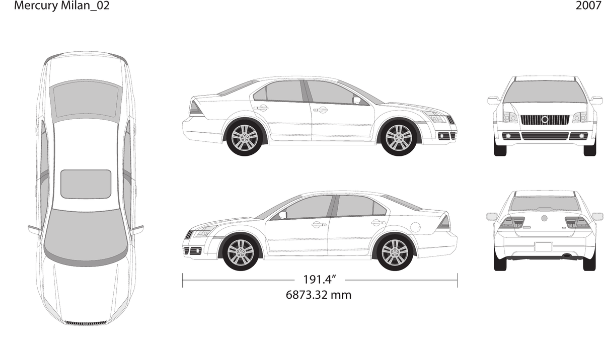 2007 Mercury Milan free vector vehicle wrap template - GravBase