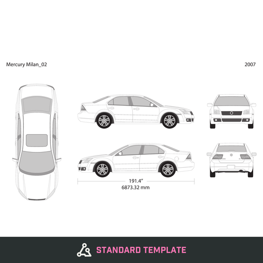 2007 Mercury Milan vector wrap template, Design-Ready PDF - GravBase