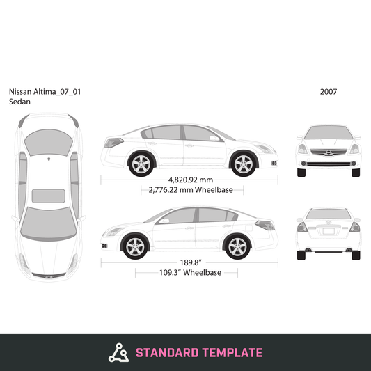 2007 Nissan Altima vector wrap template, Design-Ready PDF - GravBase