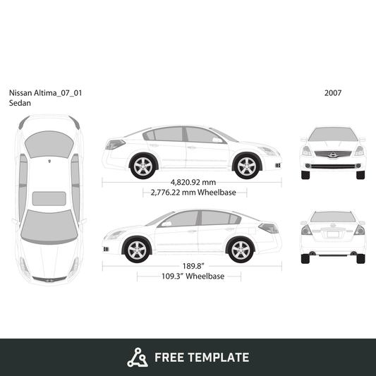 2007 Nissan Altima free vector vehicle wrap template - GravBase
