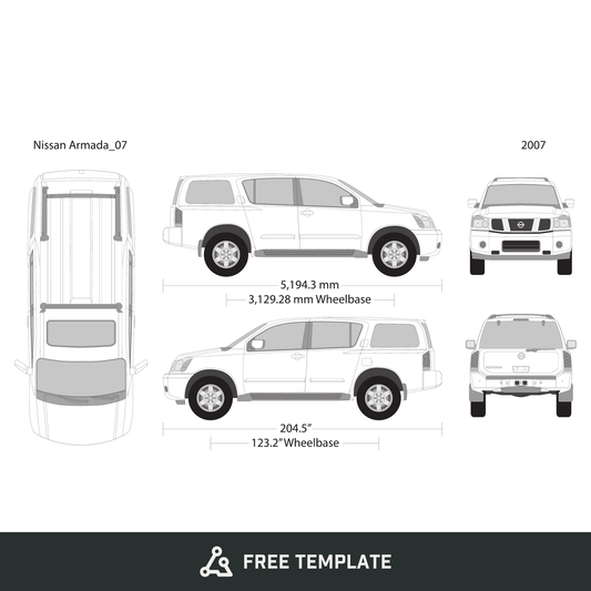 2007 Nissan Armada free vector vehicle wrap template - GravBase