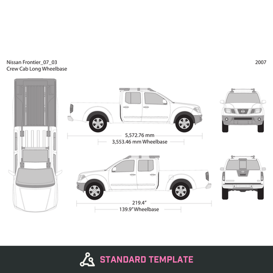2007 Nissan Frontier vector wrap template V03, Design-Ready PDF - GravBase