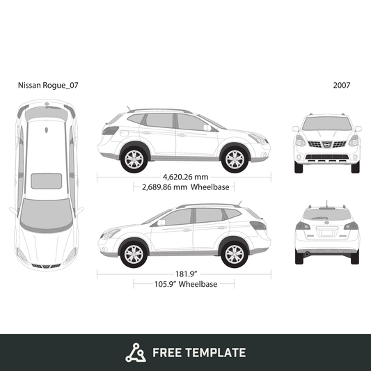 2007 Nissan Rogue free vector vehicle wrap template - GravBase