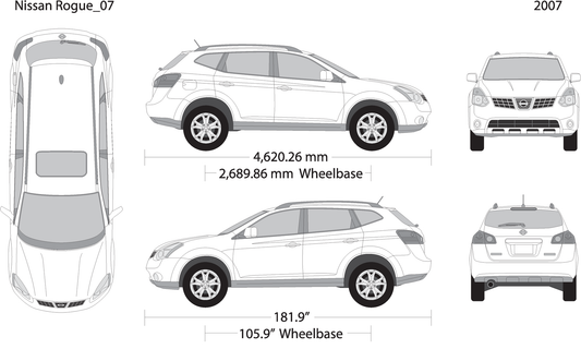 2007 Nissan Rogue V07 Vehicle Wrap Template