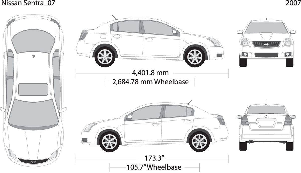 2007 Nissan Sentra V07 Vehicle Wrap Template