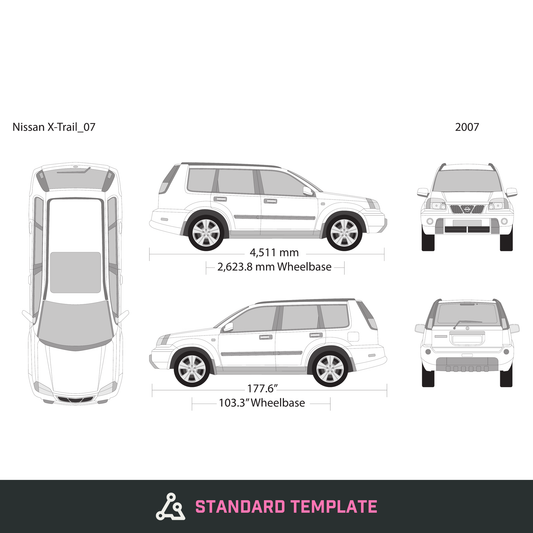 2007 Nissan X-Trail vector wrap template, Design-Ready PDF - GravBase