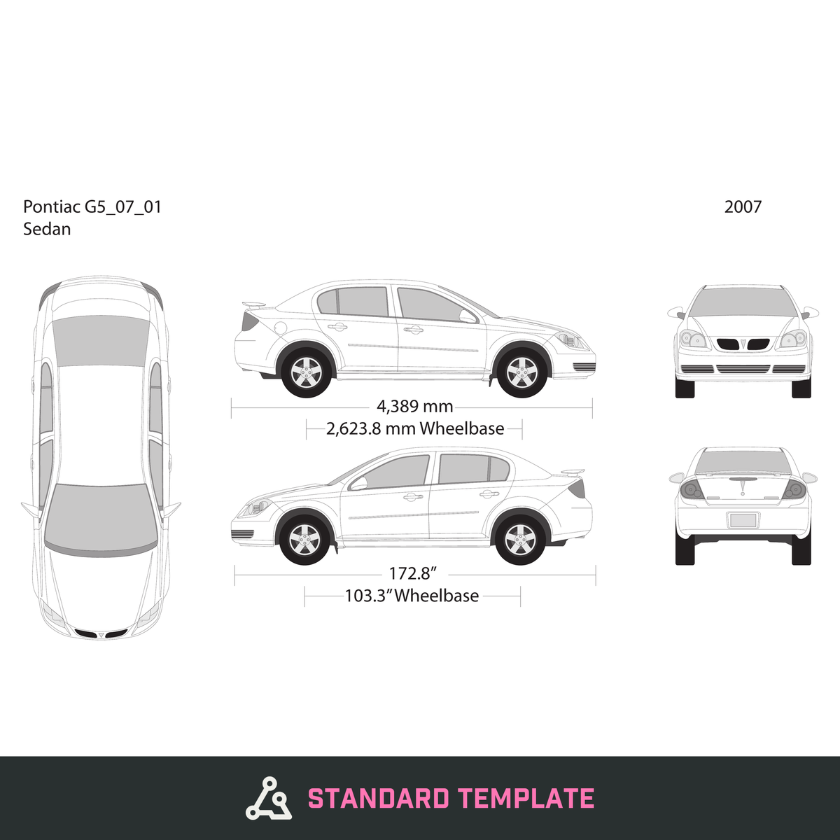 2007 Pontiac G5 vector wrap template, Design-Ready PDF - GravBase