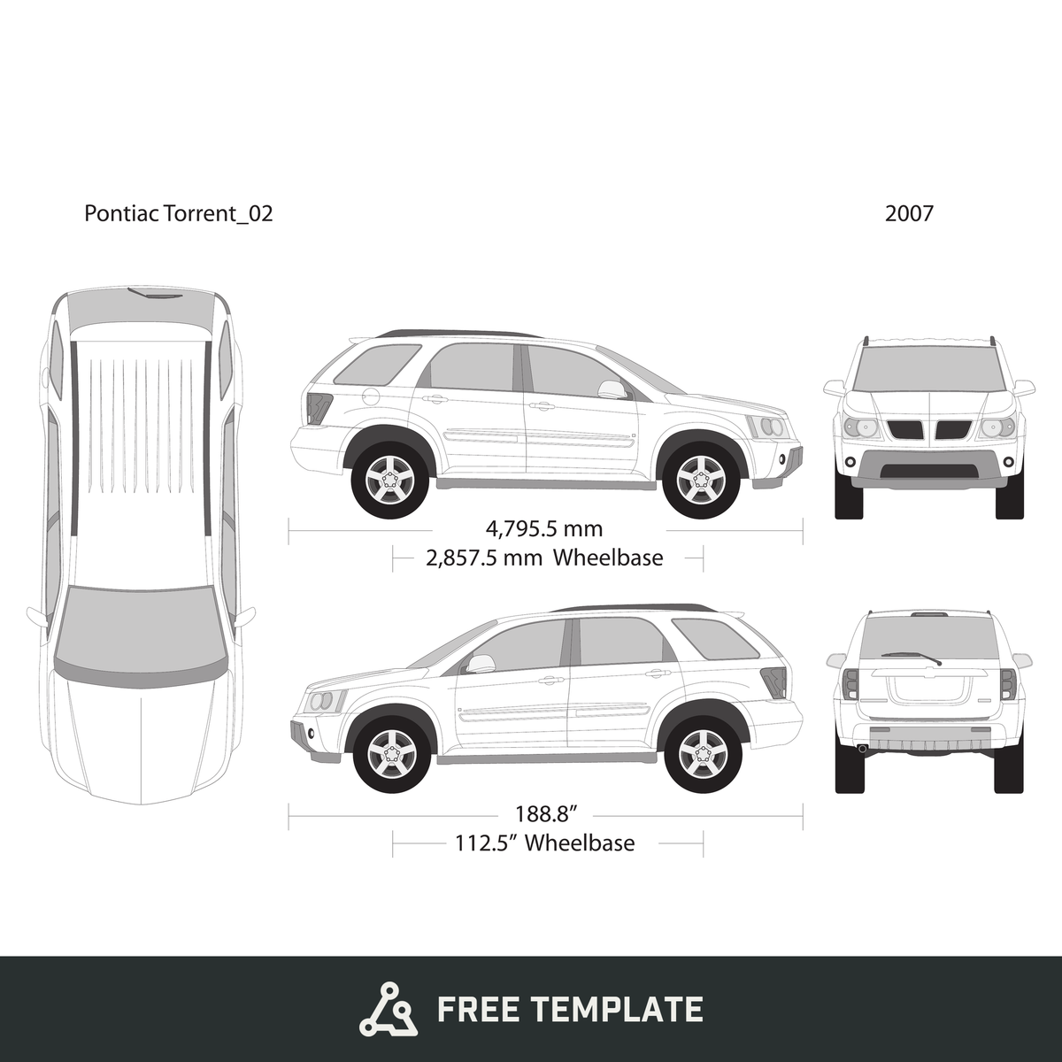 2007 Pontiac Torrent free vector vehicle wrap template - GravBase