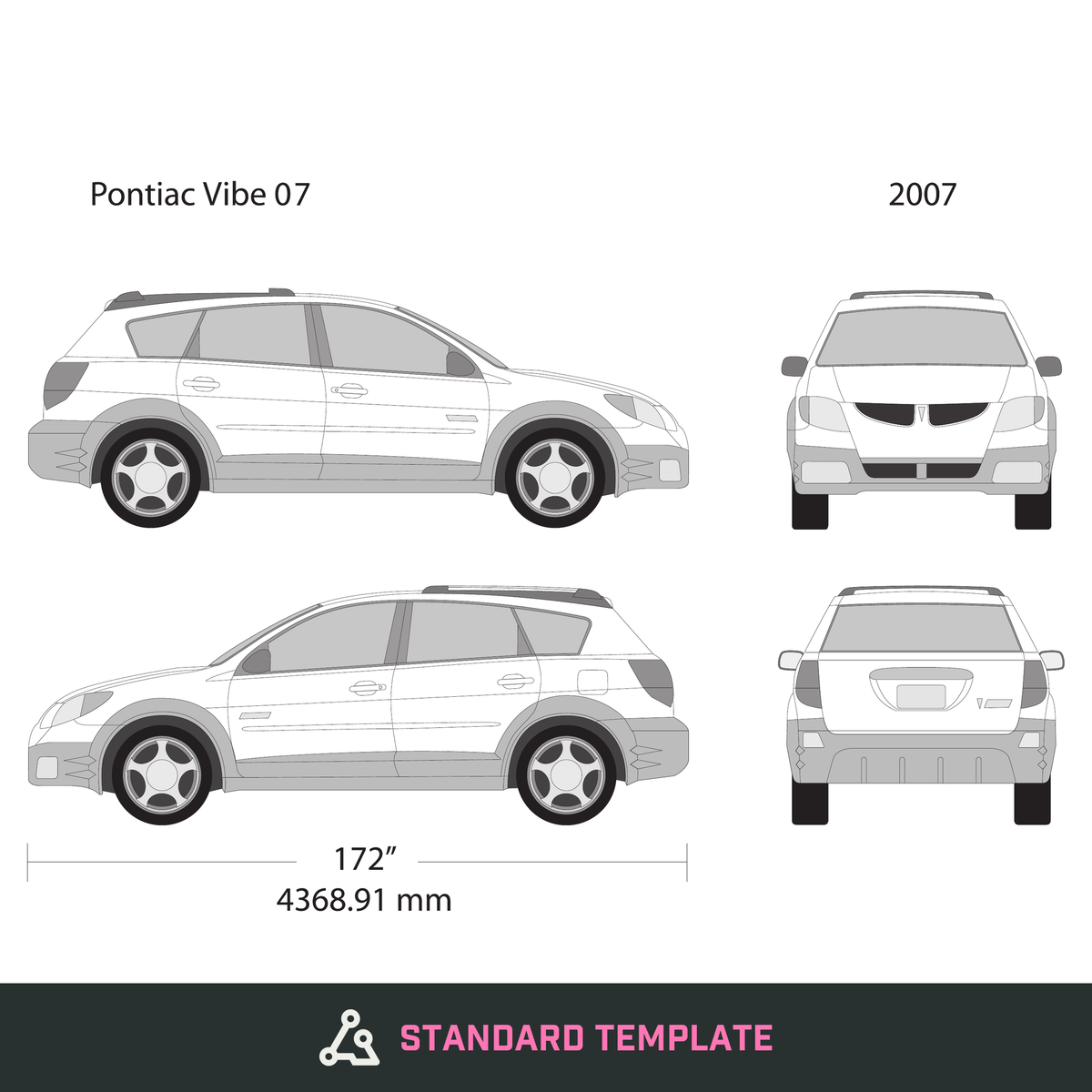 2007 Pontiac Vibe vector wrap template V07, Design-Ready PDF - GravBase