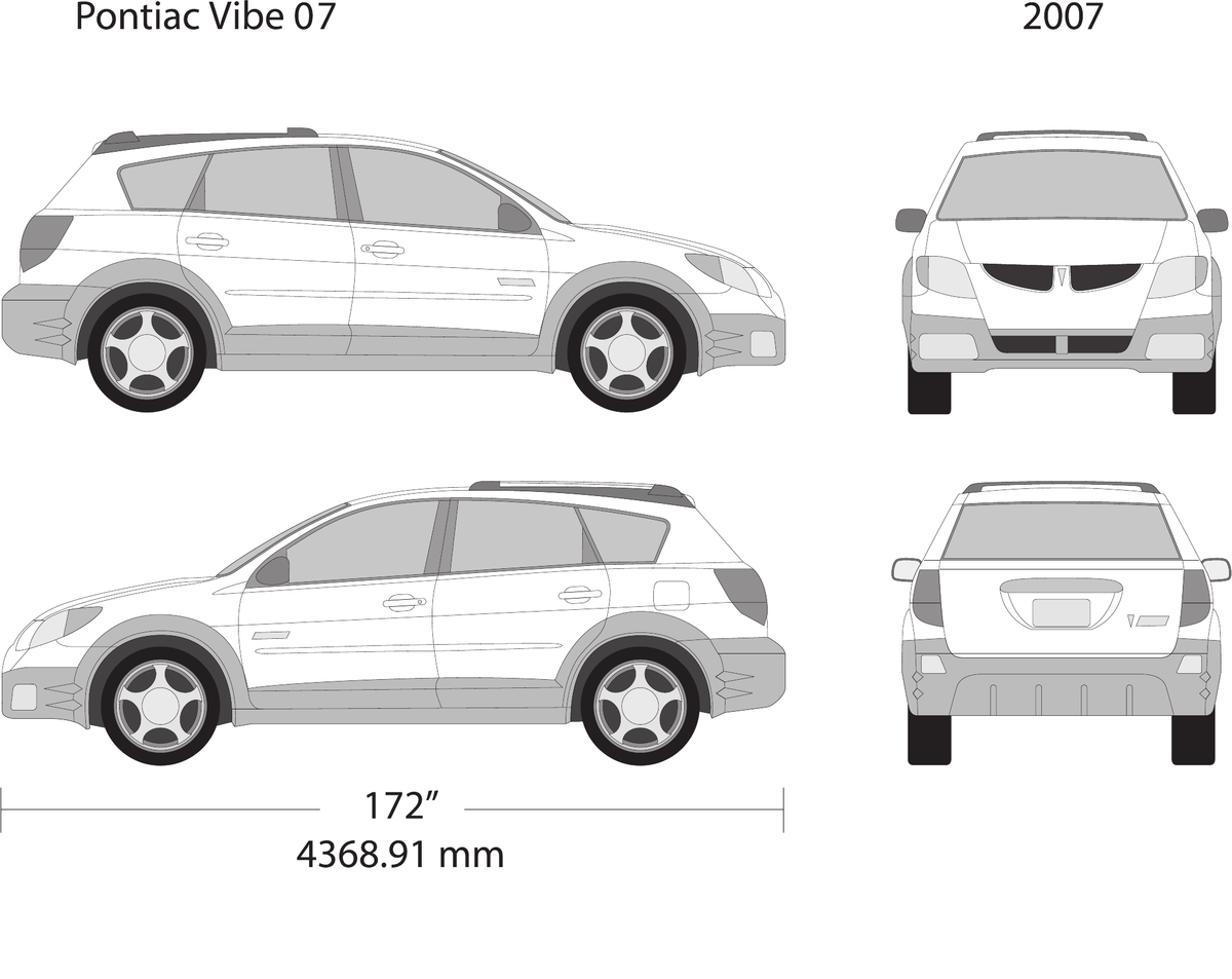 2007 Pontiac Vibe vector wrap template V07, Design-Ready PDF - GravBase