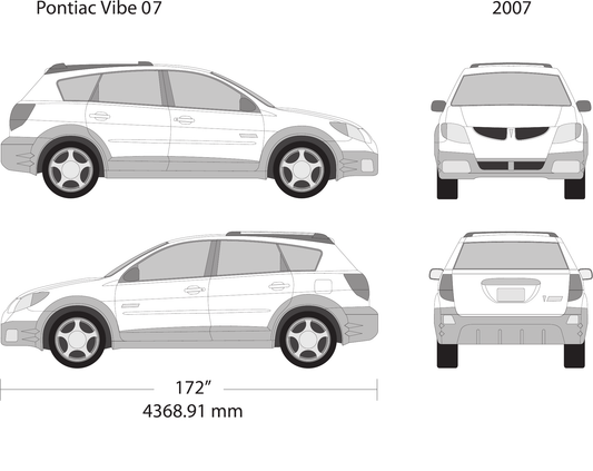 2007 Pontiac Vibe vector wrap template V07, Design-Ready PDF - GravBase