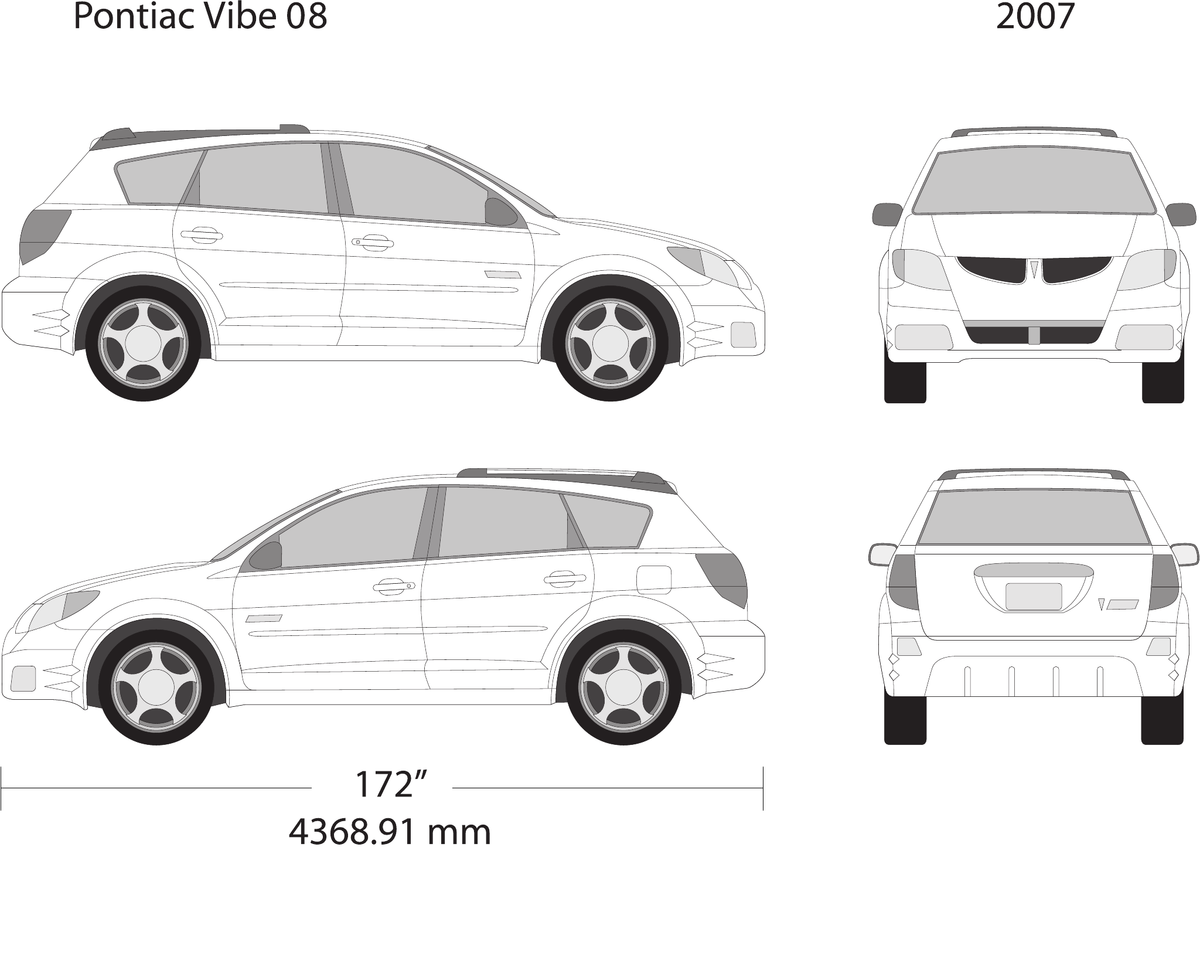 2007 Pontiac Vibe vector wrap template V08, Design-Ready PDF - GravBase