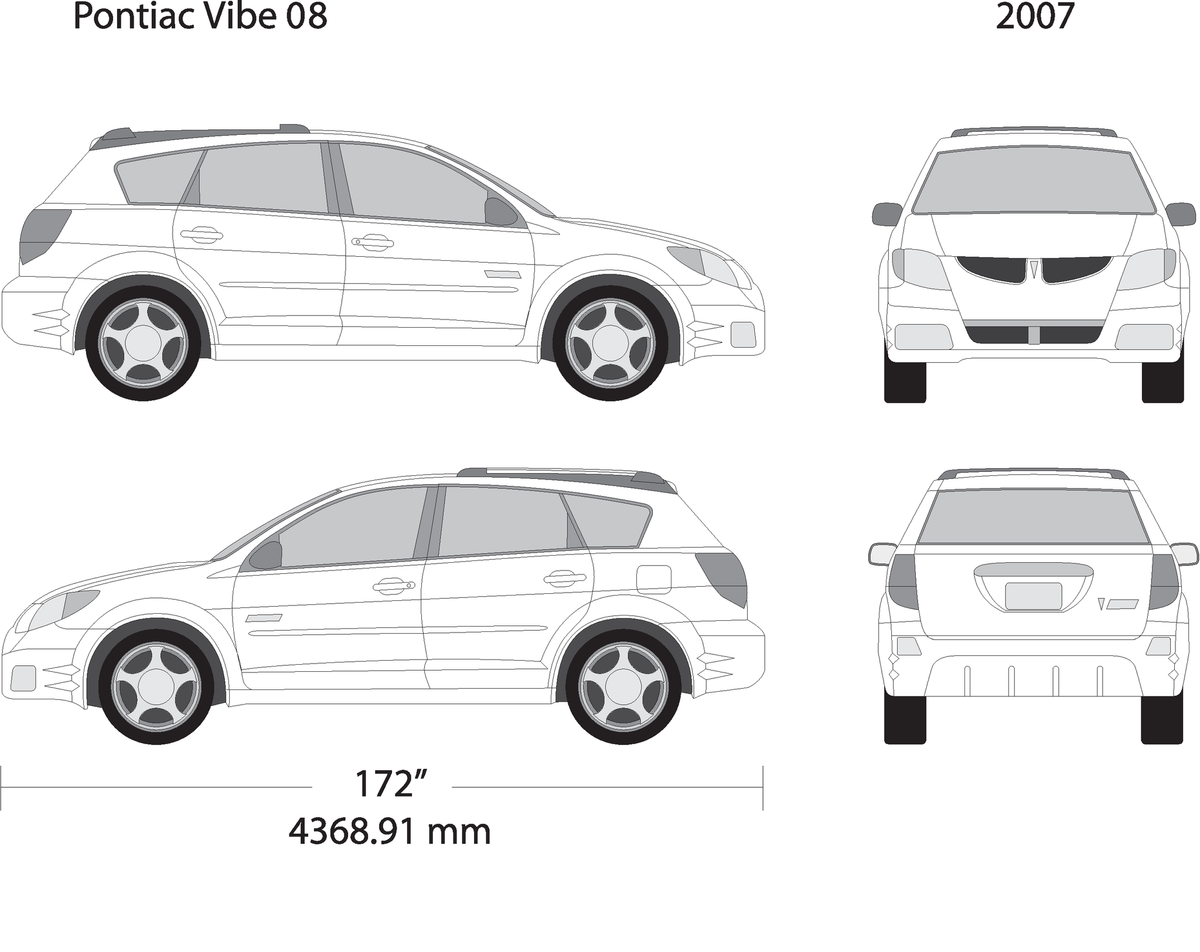 2007 Pontiac Vibe V08 Vehicle Wrap Template