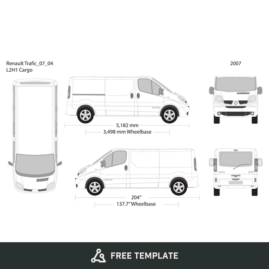 2007 Renault Trafic free vector vehicle wrap template - GravBase
