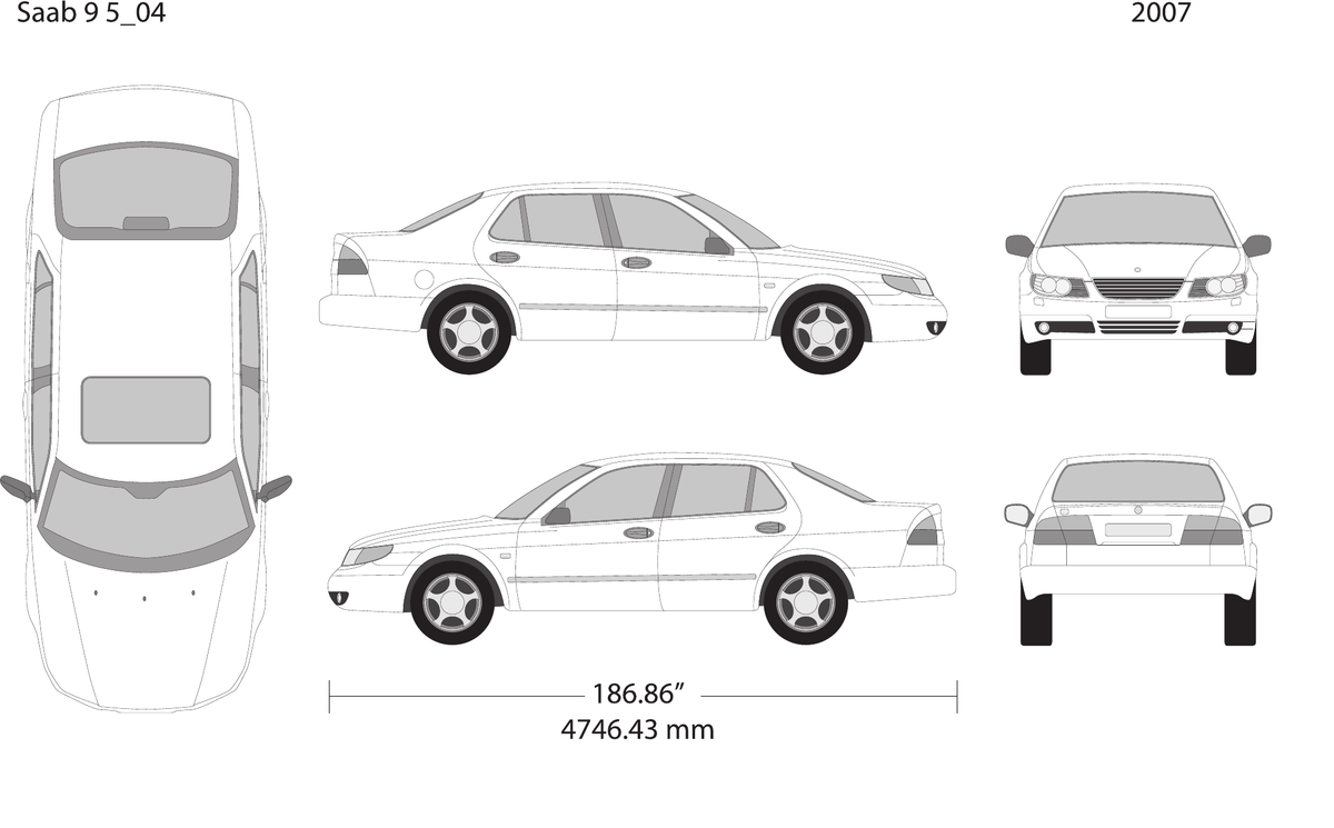 2007 Saab 9 5 vector wrap template, Design-Ready PDF - GravBase