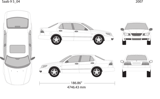 2007 Saab 9 5 vector wrap template, Design-Ready PDF - GravBase