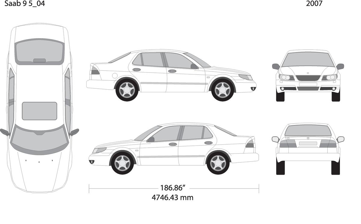 2007 Saab 9 5 V04 Vehicle Wrap Template