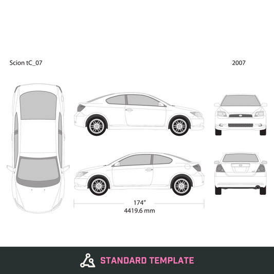 2007 Scion Tc vector wrap template, Design-Ready PDF - GravBase
