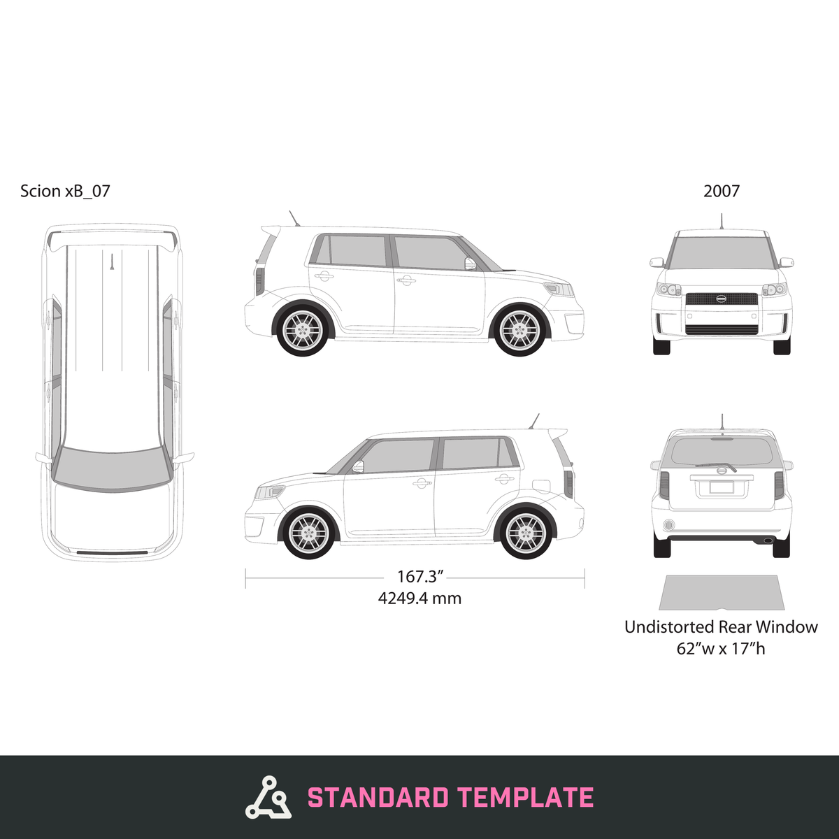 2007 Scion Xb vector wrap template, Design-Ready PDF - GravBase