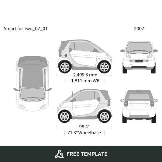 2007 Smart Fortwo free vector vehicle wrap template - GravBase